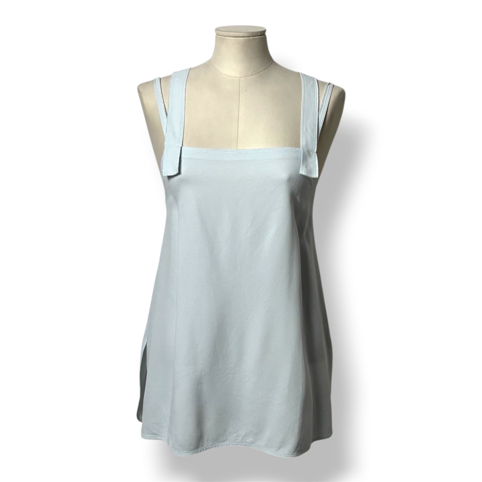 Top Helmut Lang de Escote Cuadrado y Tirantes Anchos – Azul Claro