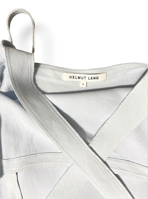 Top Helmut Lang de Escote Cuadrado y Tirantes Anchos – Azul Claro