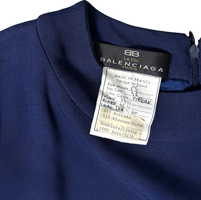 Vestido Midi Vintage Balenciaga "Le Dix" – Azul Marino