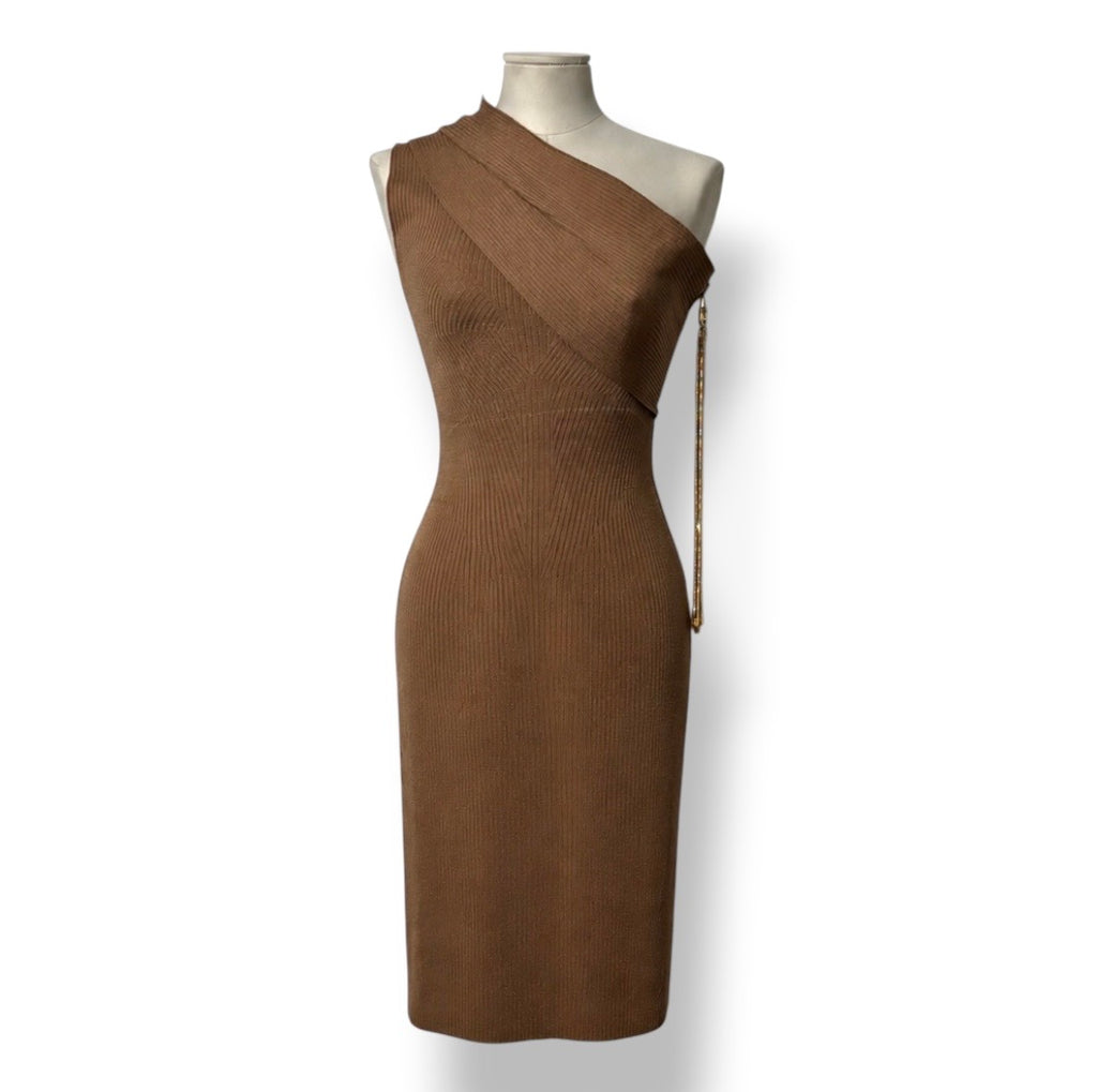 Vestido Midi Asimétrico de Punto Canalé AZ Factory