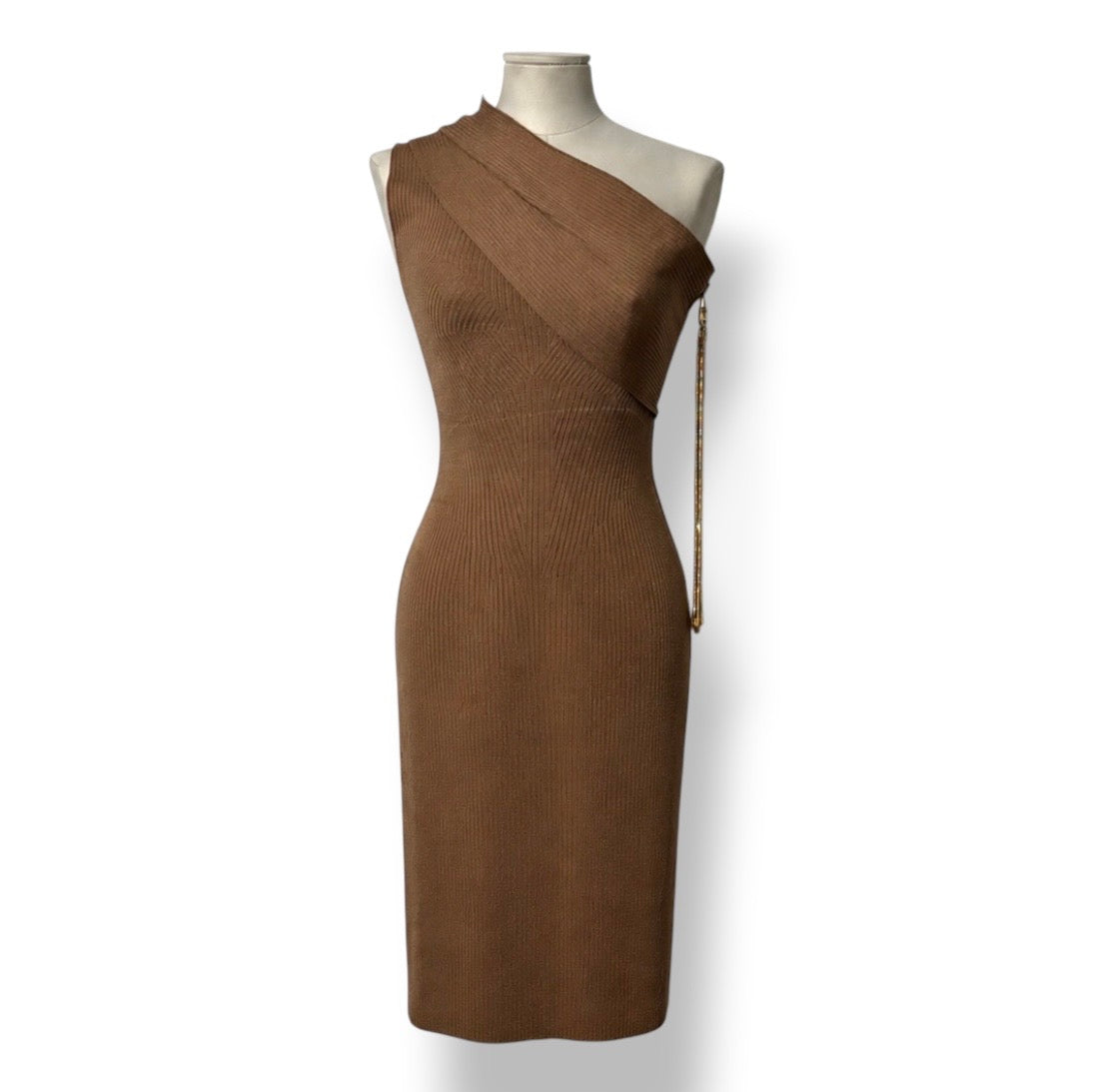 Vestido Midi Asimétrico de Punto Canalé AZ Factory