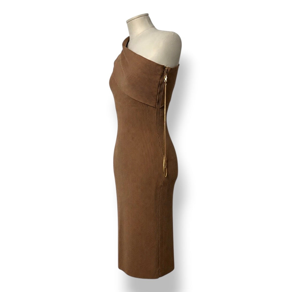 Vestido Midi Asimétrico de Punto Canalé AZ Factory