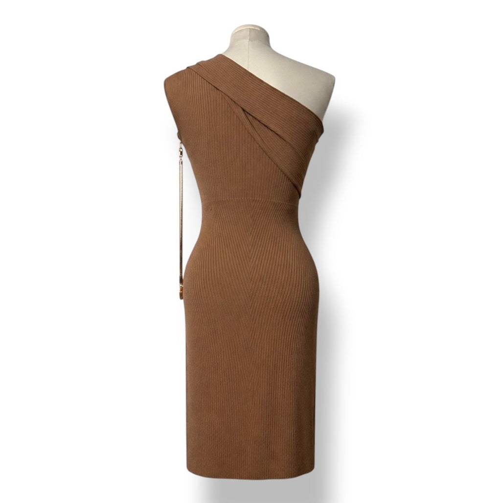 Vestido Midi Asimétrico de Punto Canalé AZ Factory