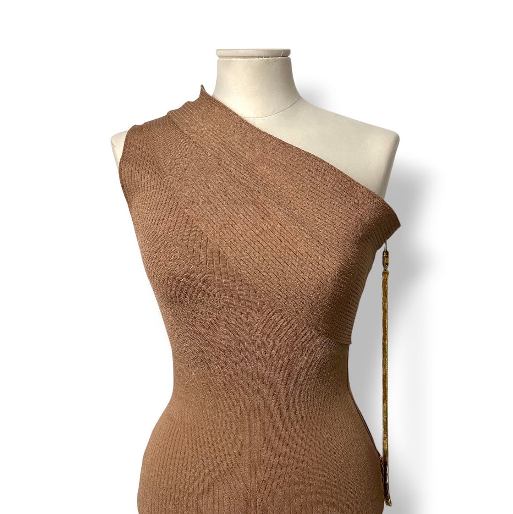 Vestido Midi Asimétrico de Punto Canalé AZ Factory