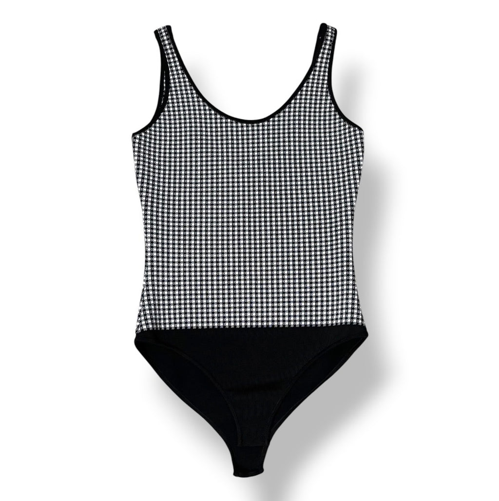 Body de Punto de Lujo Balmain con Estampado de Cuadros en Blanco y Negro