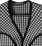 Body de Punto de Lujo Balmain con Estampado de Cuadros en Blanco y Negro