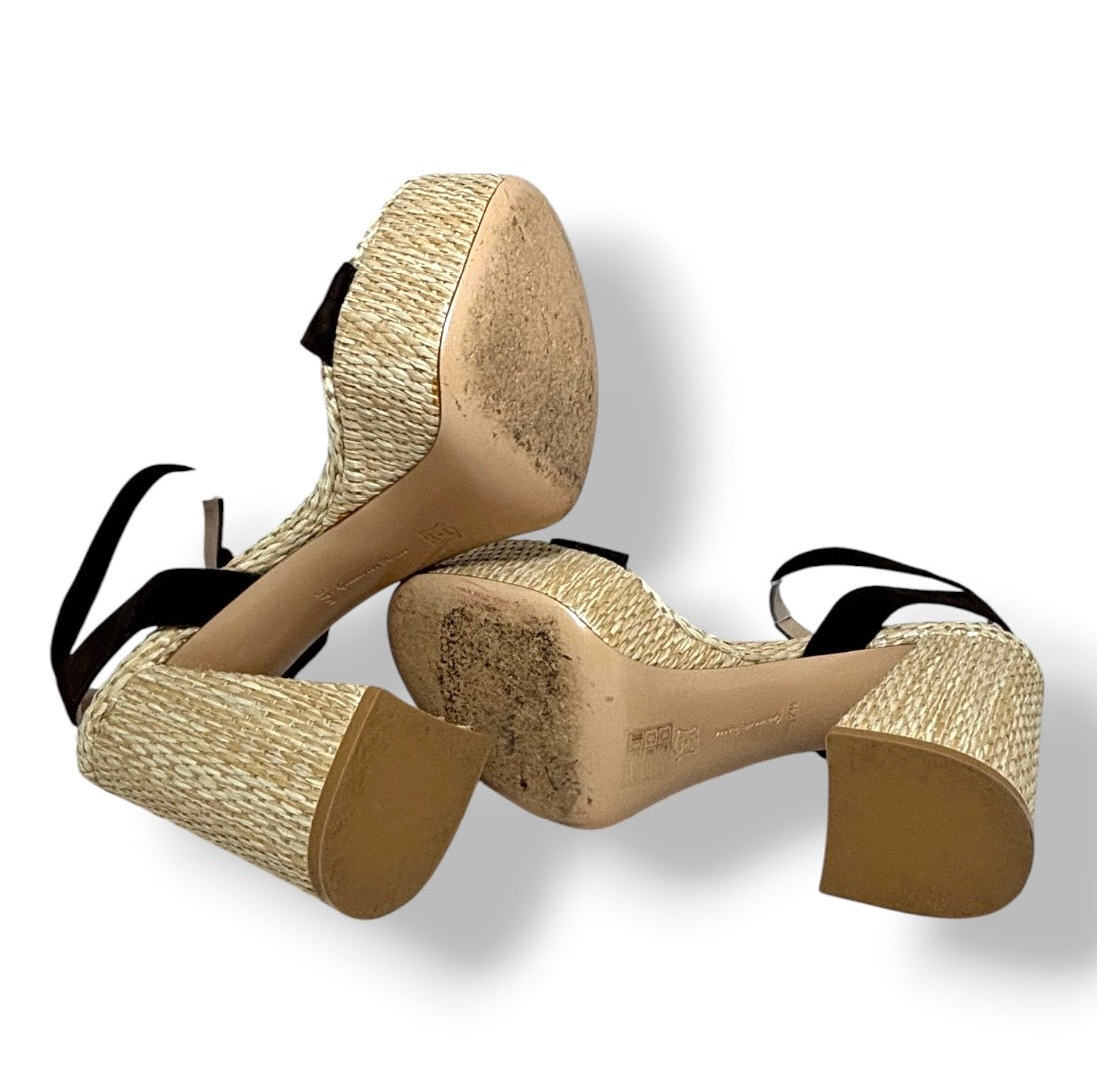 Sandalias de Tacón Gianvito Rossi de Piel y Plataforma de Yute – Marrón