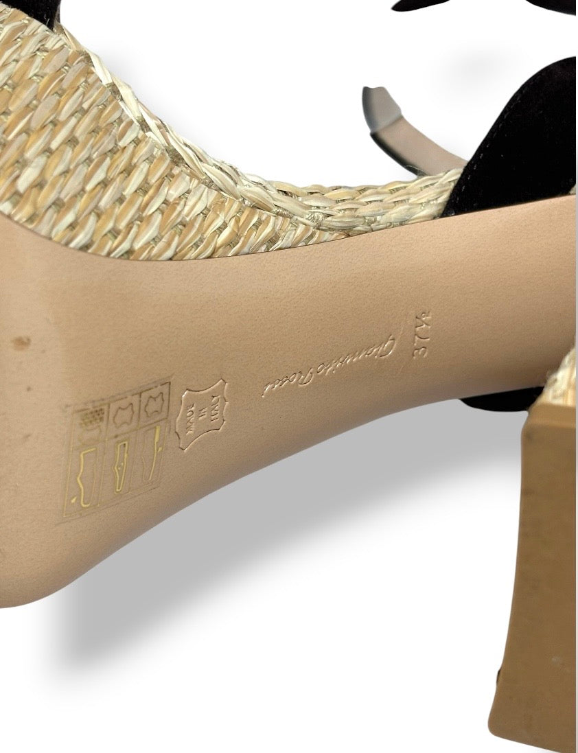 Sandalias de Tacón Gianvito Rossi de Piel y Plataforma de Yute – Marrón
