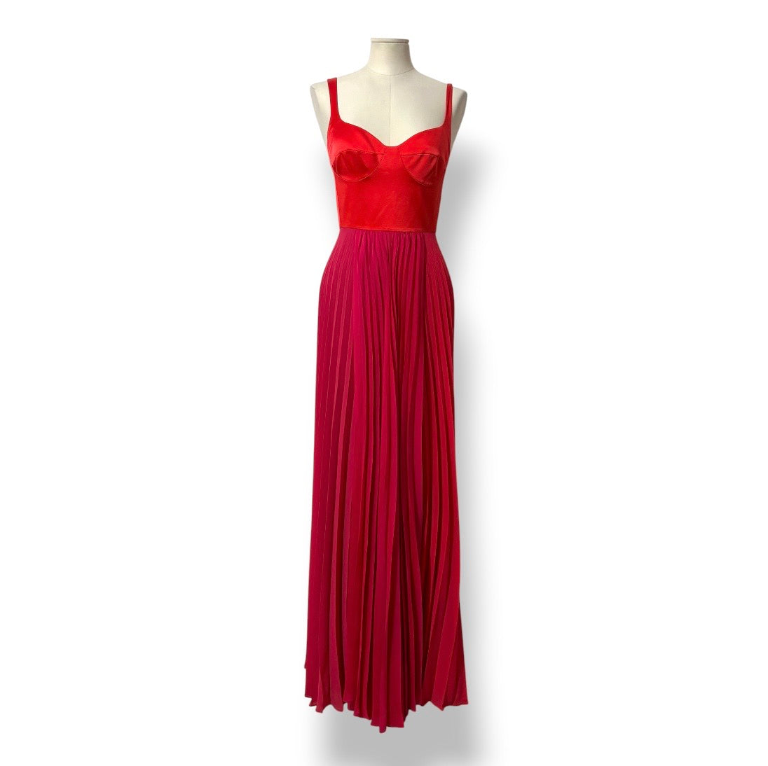 Vestido Largo Plisado Silvia Tcherassi con Corsé – Rojo y Fucsia