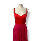 Vestido Largo Plisado Silvia Tcherassi con Corsé – Rojo y Fucsia