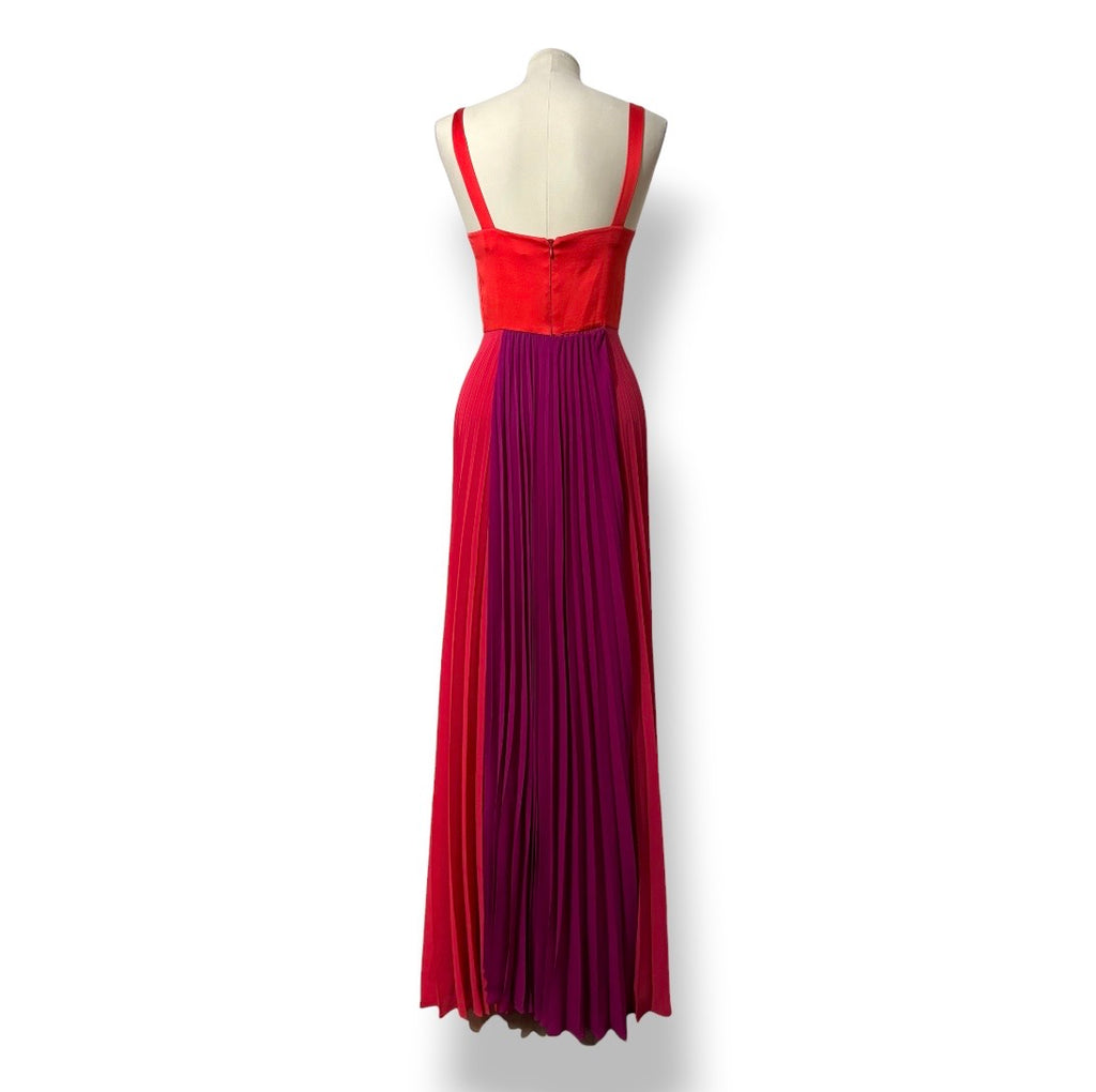 Vestido Largo Plisado Silvia Tcherassi con Corsé – Rojo y Fucsia