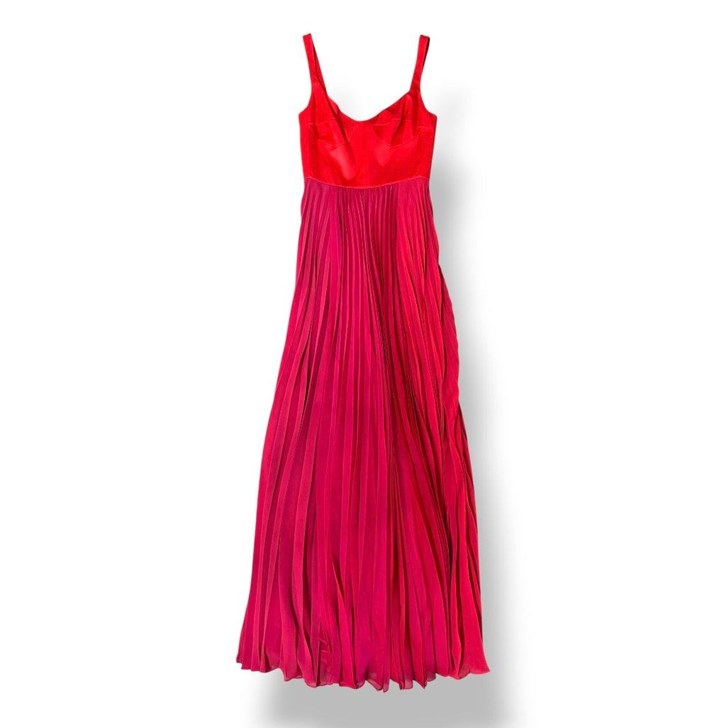 Vestido Largo Plisado Silvia Tcherassi con Corsé – Rojo y Fucsia