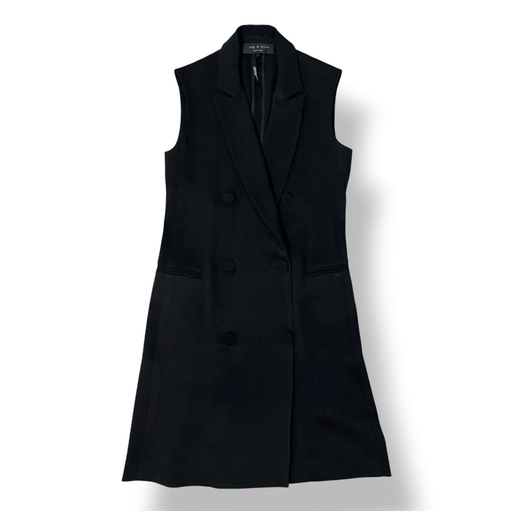 Vestido Mini Tipo Blazer Sin Mangas Rag & Bone – Negro
