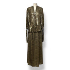 Conjunto de Blusa y Falda Maxi de Lujo Alice + Olivia con Estampado de Leopardo Metalizado Dorado
