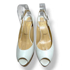 Sandalias de Cuña Christian Louboutin Monico 100 de Cuero Blanco y Corcho