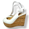 Sandalias de Cuña Christian Louboutin Monico 100 de Cuero Blanco y Corcho