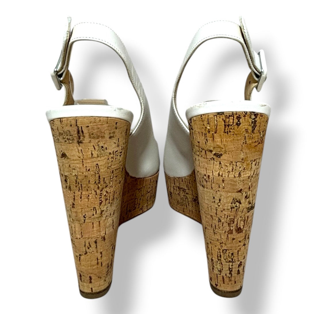 Sandalias de Cuña Christian Louboutin Monico 100 de Cuero Blanco y Corcho
