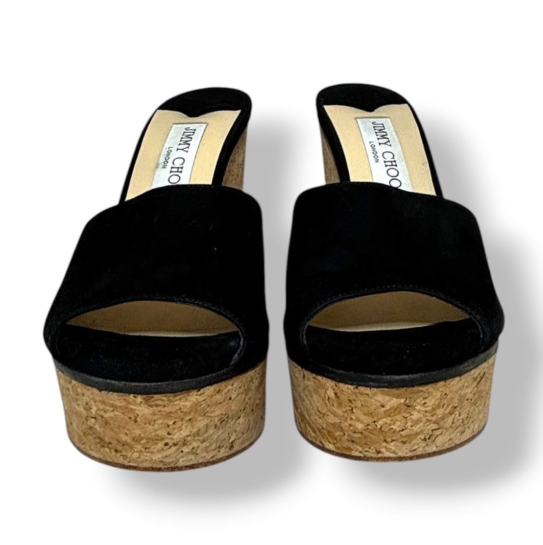 Zuecos de Plataforma Jimmy Choo Deedee 125 en Ante Negro
