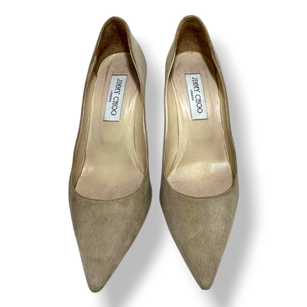 Zapatos de Salón Jimmy Choo Romy 85 en Ante Beige