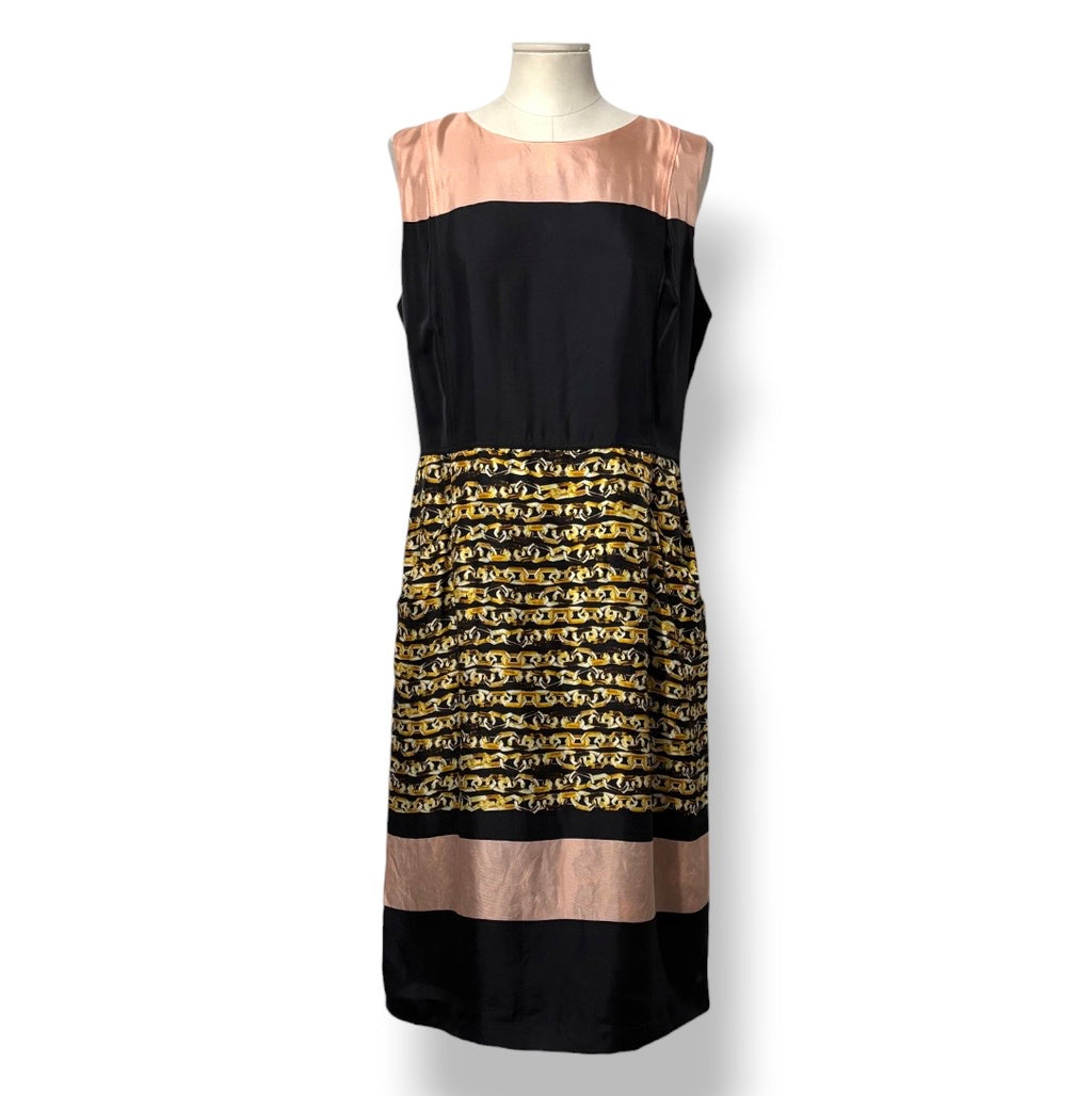 Vestido Midi de Seda Colorblock con Cadena de Loewe