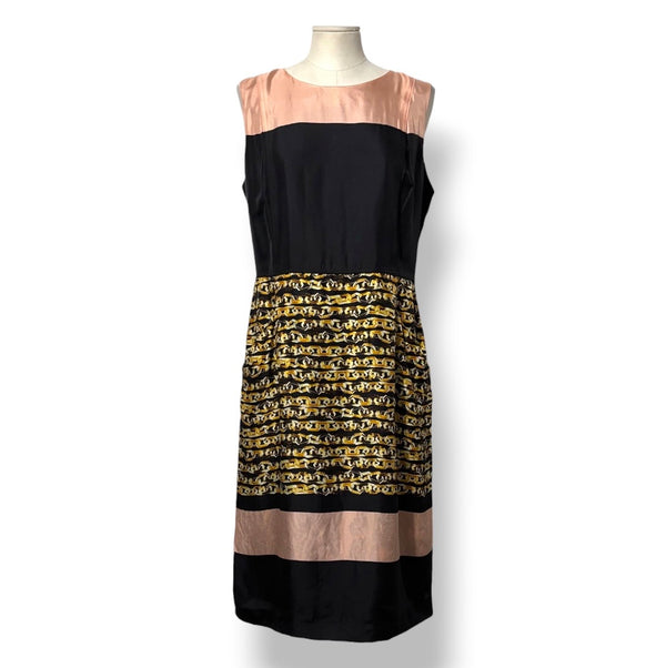 Vestido Midi de Seda Colorblock con Cadena de Loewe