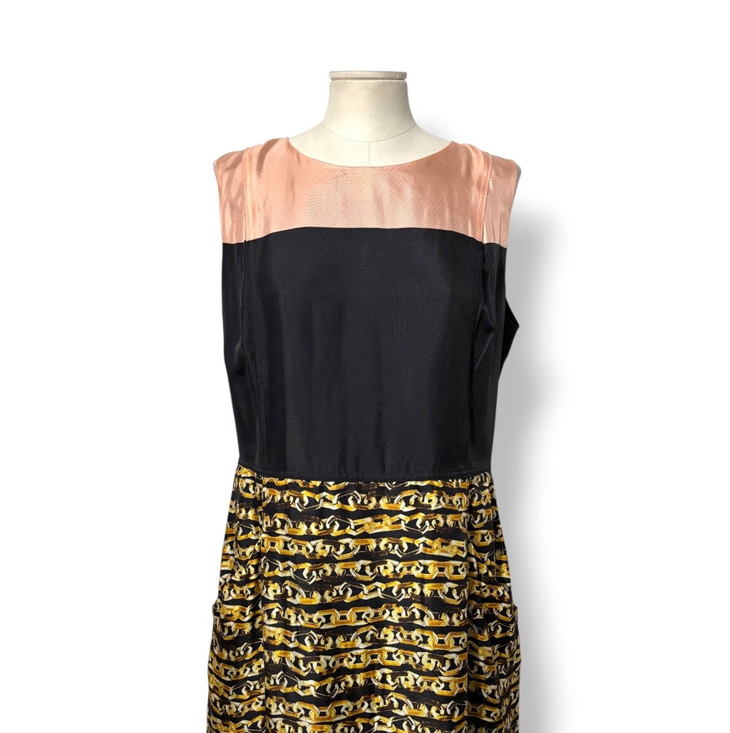 Vestido Midi de Seda Colorblock con Cadena de Loewe