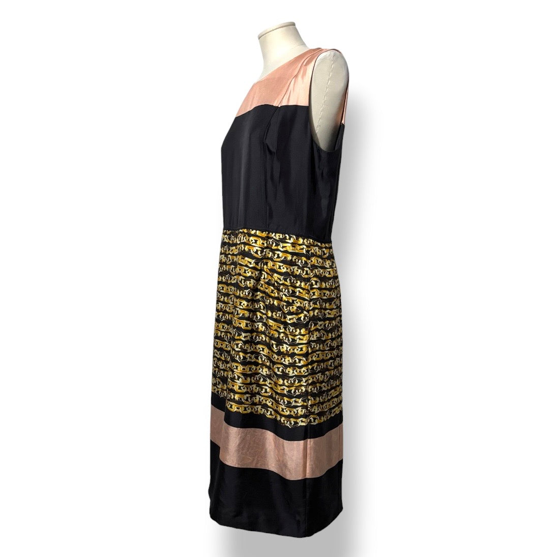Vestido Midi de Seda Colorblock con Cadena de Loewe