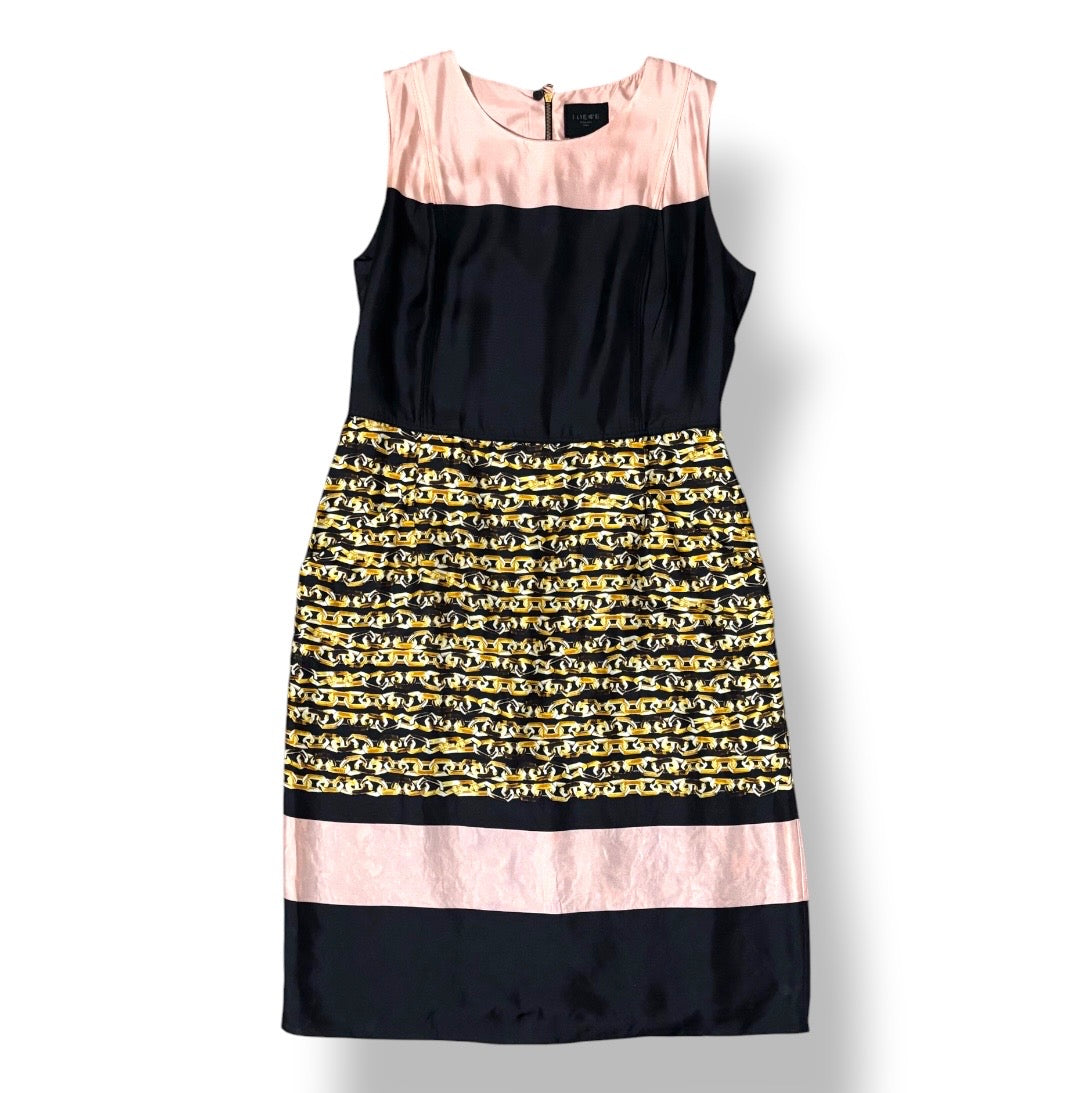 Vestido Midi de Seda Colorblock con Cadena de Loewe