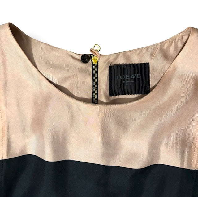 Vestido Midi de Seda Colorblock con Cadena de Loewe