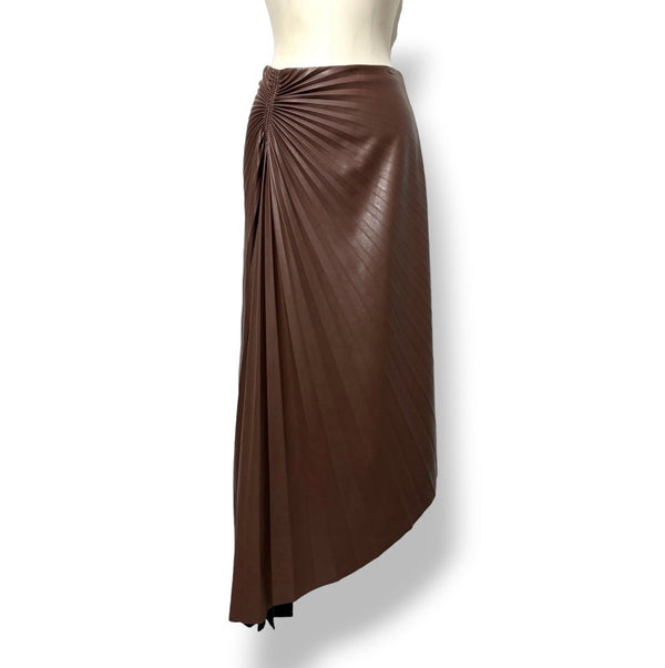 Falda Midi Asimétrica A.L.C. Tracy en Piel Sintética – Marrón Saddle