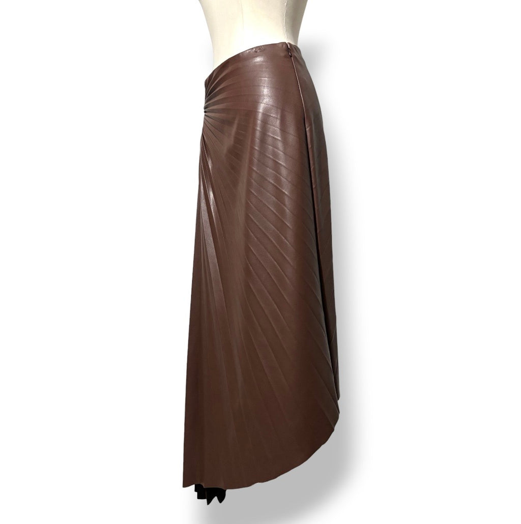 Falda Midi Asimétrica A.L.C. Tracy en Piel Sintética – Marrón Saddle