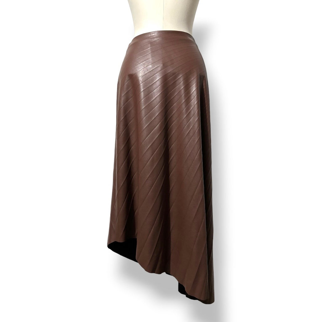 Falda Midi Asimétrica A.L.C. Tracy en Piel Sintética – Marrón Saddle