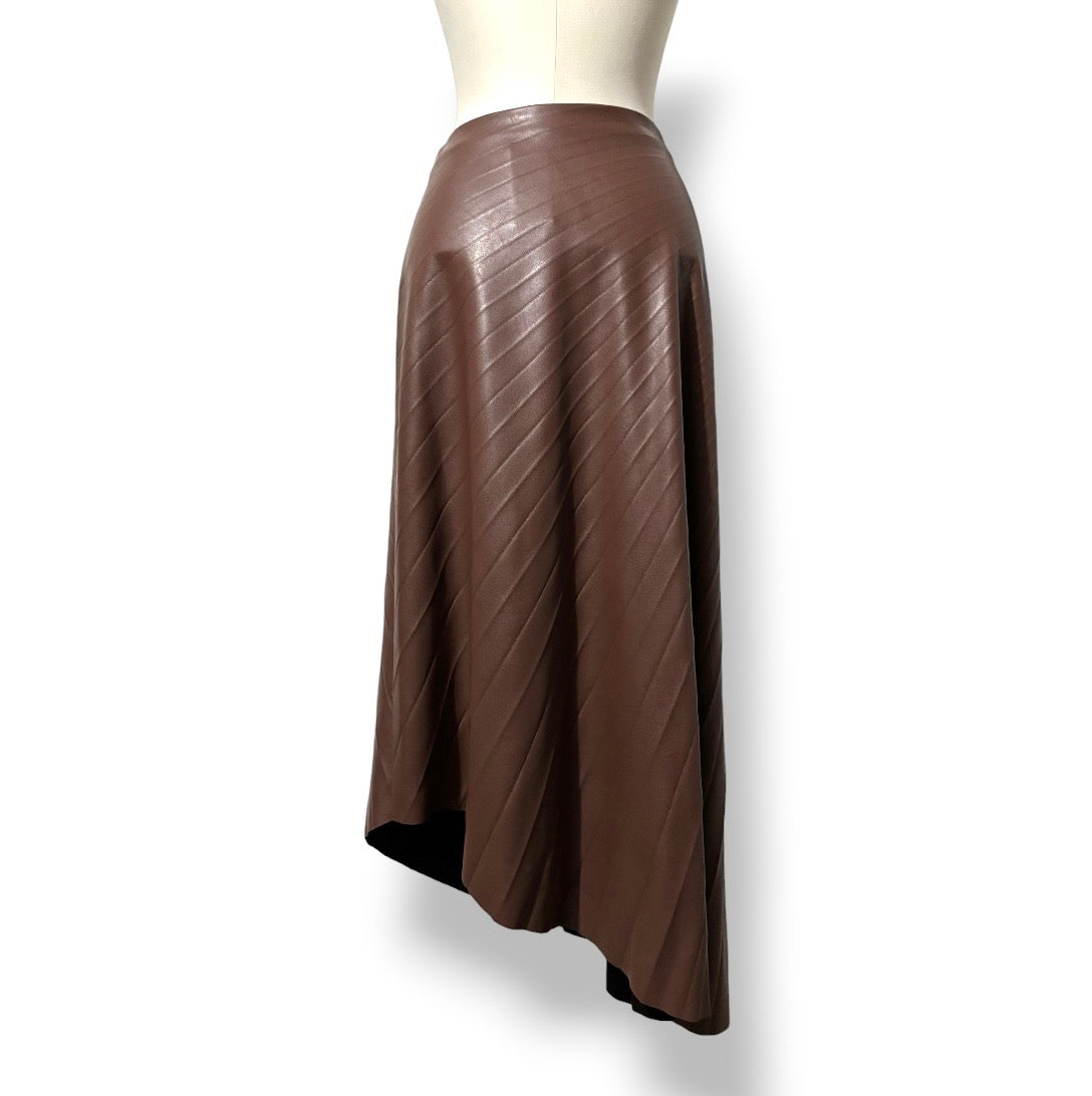 Falda Midi Asimétrica A.L.C. Tracy en Piel Sintética – Marrón Saddle