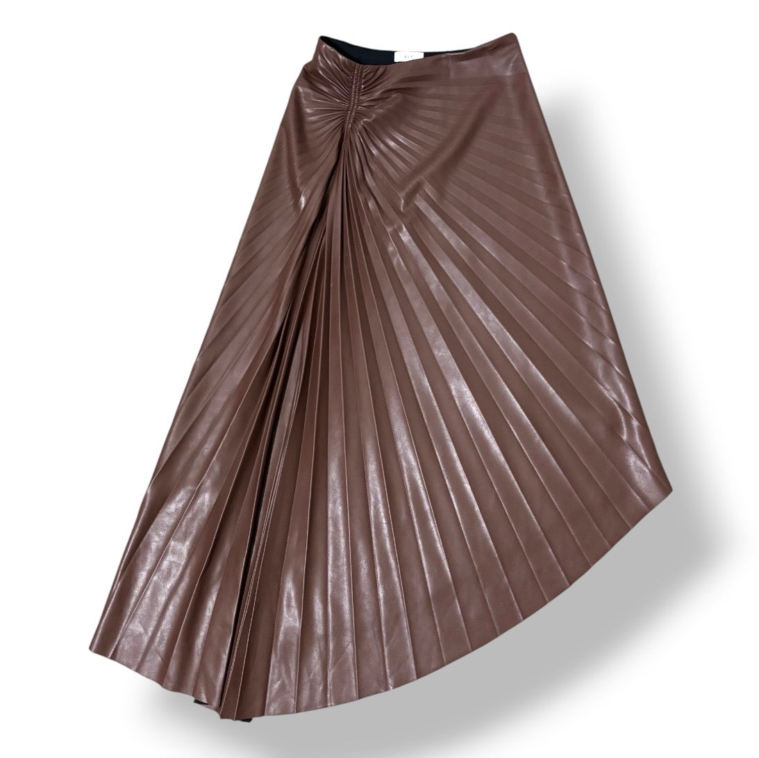 Falda Midi Asimétrica A.L.C. Tracy en Piel Sintética – Marrón Saddle