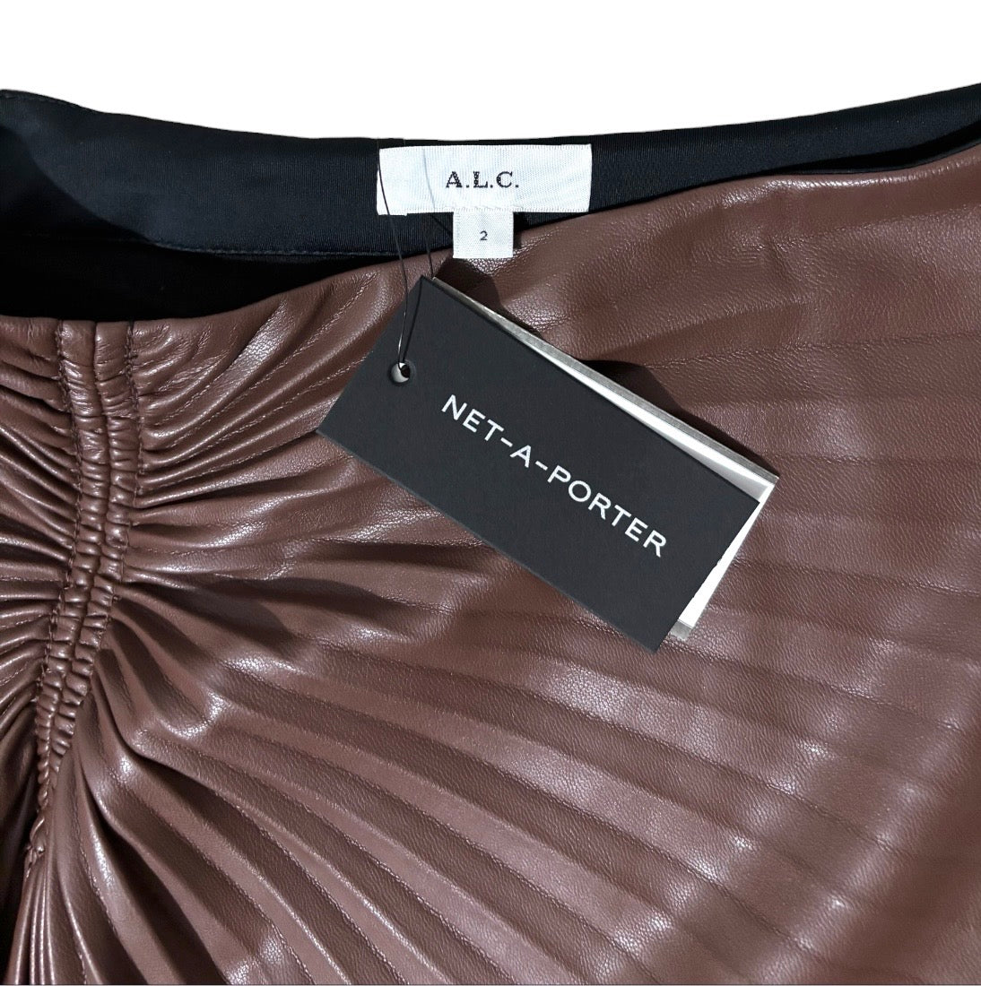 Falda Midi Asimétrica A.L.C. Tracy en Piel Sintética – Marrón Saddle