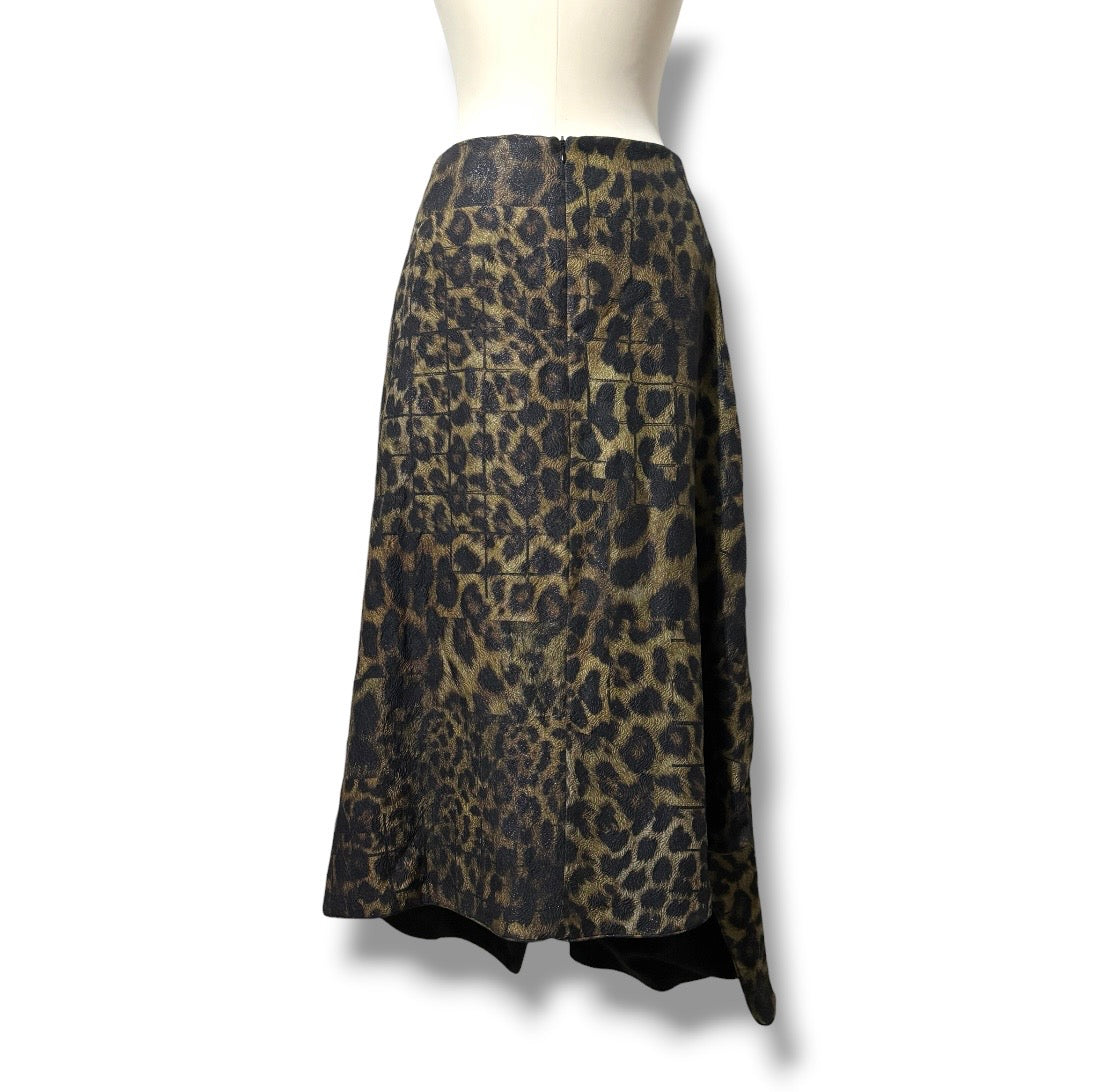 Falda Midi Asimétrica en Jacquard de Leopardo – Preen by Thornton Bregazzi