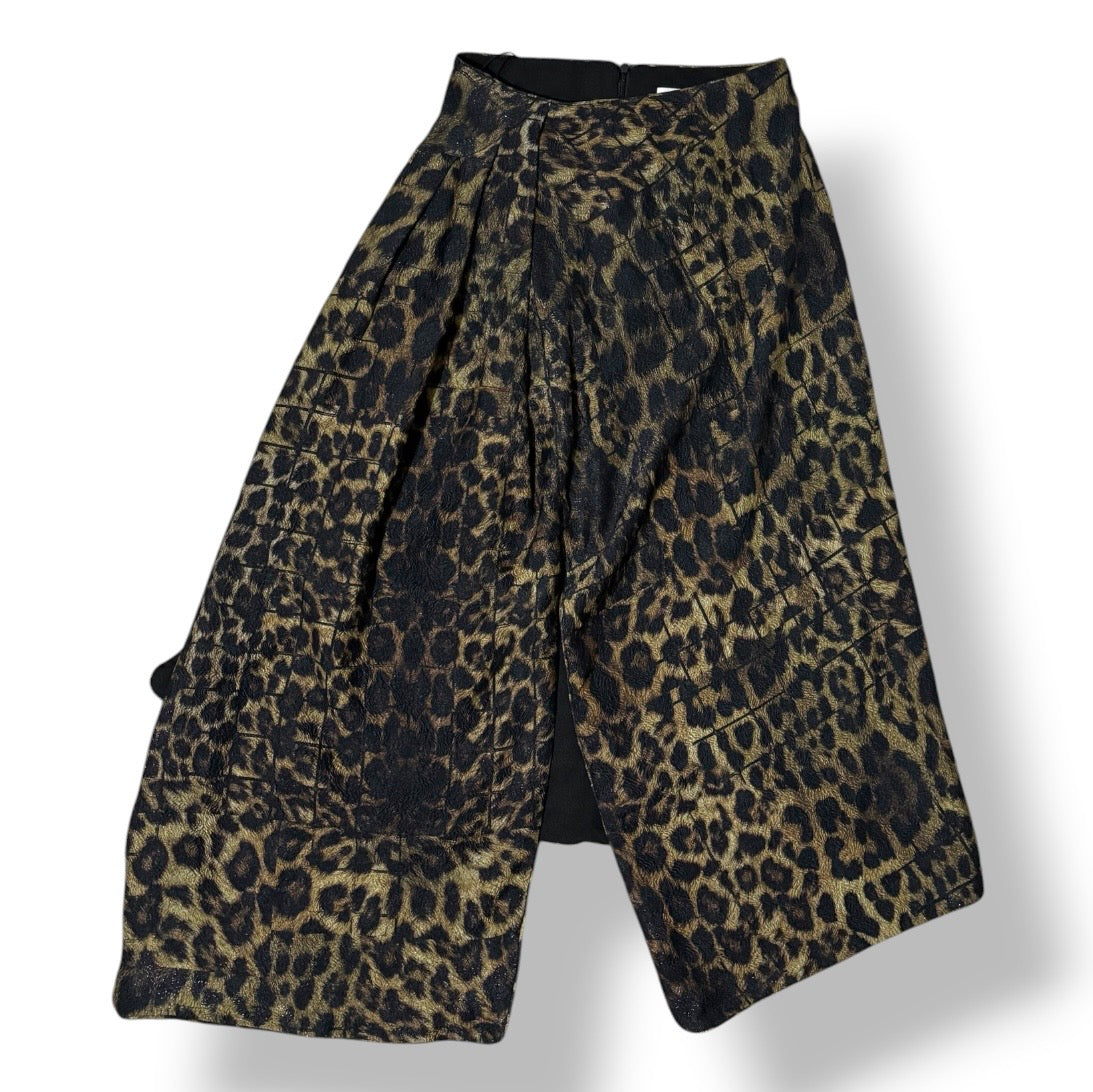 Falda Midi Asimétrica en Jacquard de Leopardo – Preen by Thornton Bregazzi