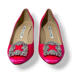 Stilettos Hangisi de Raso Fucsia con Tacón de 70mm | Manolo Blahnik