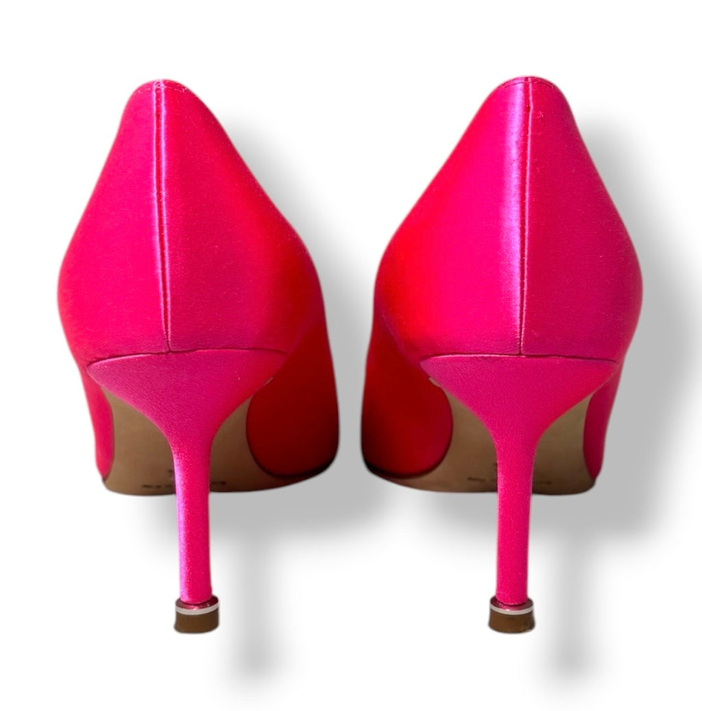 Stilettos Hangisi de Raso Fucsia con Tacón de 70mm | Manolo Blahnik