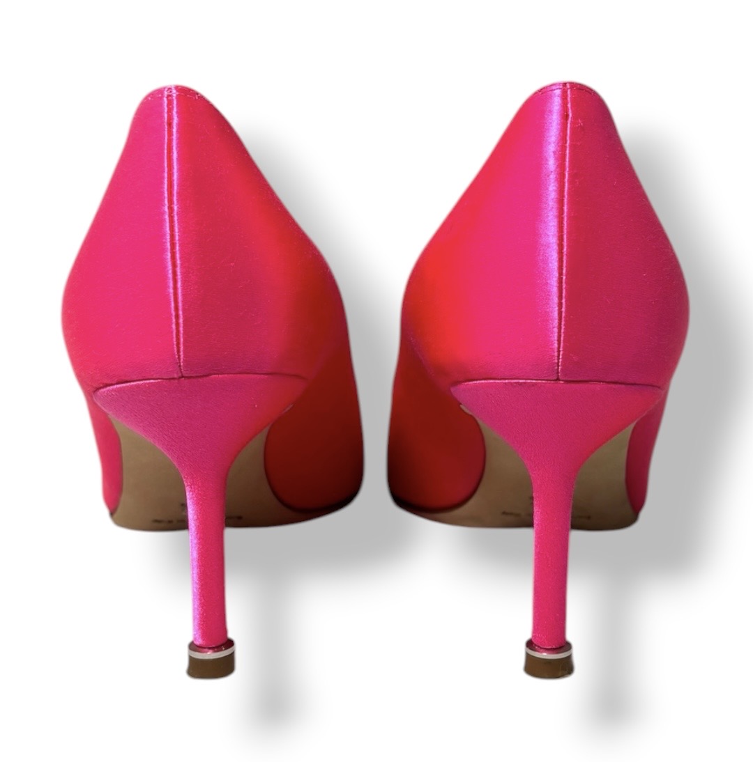 Stilettos Hangisi de Raso Fucsia con Tacón de 70mm | Manolo Blahnik