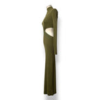 Vestido Largo Dion Lee de Canalé con Detalles Cut-Out en Verde Oliva