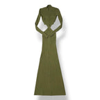 Vestido Largo Dion Lee de Canalé con Detalles Cut-Out en Verde Oliva
