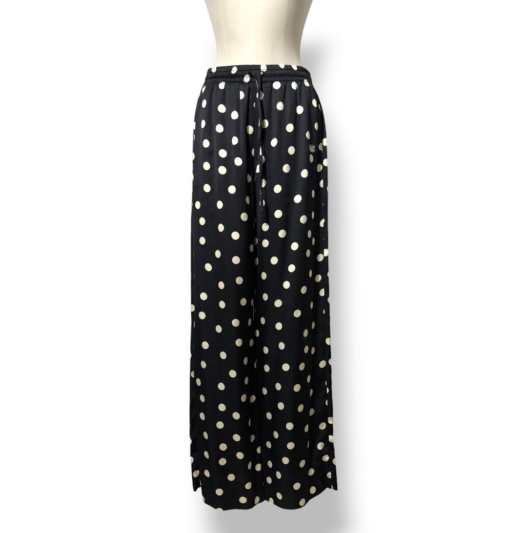Pantalón Ancho Stella McCartney de Viscosa con Estampado de Lunares en Azul Marino