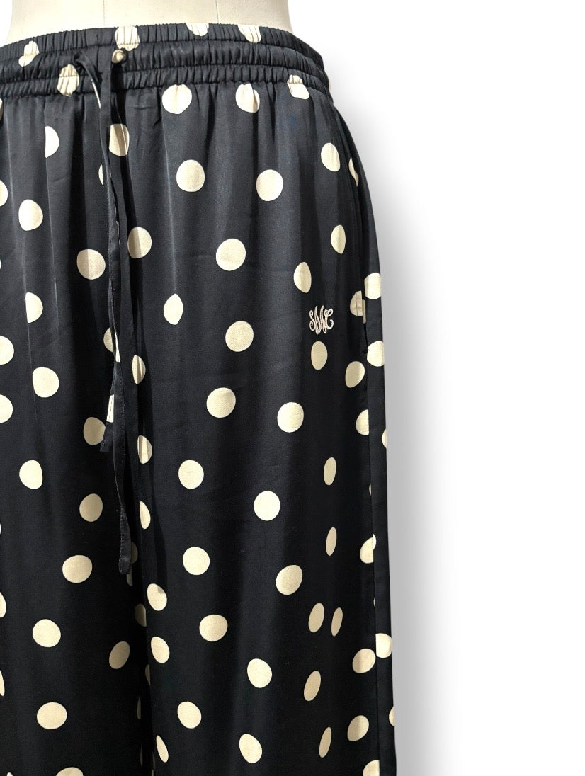 Pantalón Ancho Stella McCartney de Viscosa con Estampado de Lunares en Azul Marino