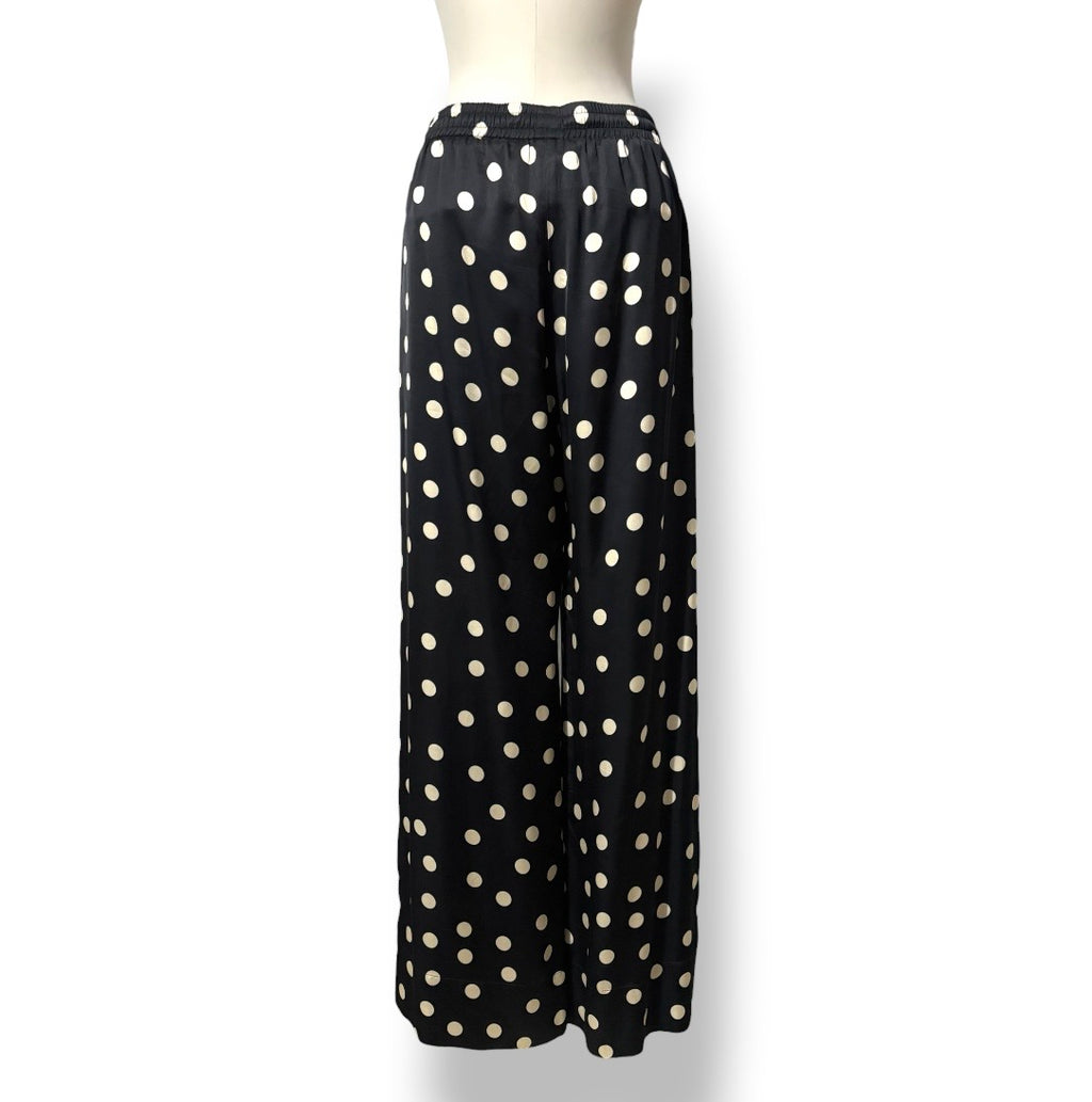 Pantalón Ancho Stella McCartney de Viscosa con Estampado de Lunares en Azul Marino