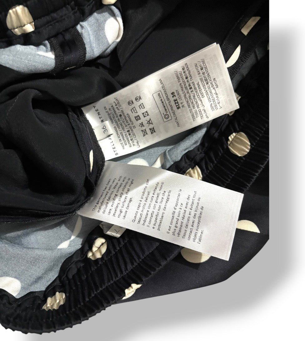 Pantalón Ancho Stella McCartney de Viscosa con Estampado de Lunares en Azul Marino