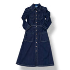 Vestido Vaquero Camisero Midi con Costuras en Contraste - Vika 2.0 de Vika Gazinskaya