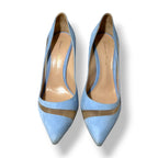 Zapatos de Tacón de Aguja en Ante Celeste y Malla Transparente - Gianvito Rossi