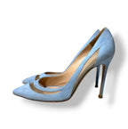 Zapatos de Tacón de Aguja en Ante Celeste y Malla Transparente - Gianvito Rossi