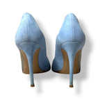 Zapatos de Tacón de Aguja en Ante Celeste y Malla Transparente - Gianvito Rossi
